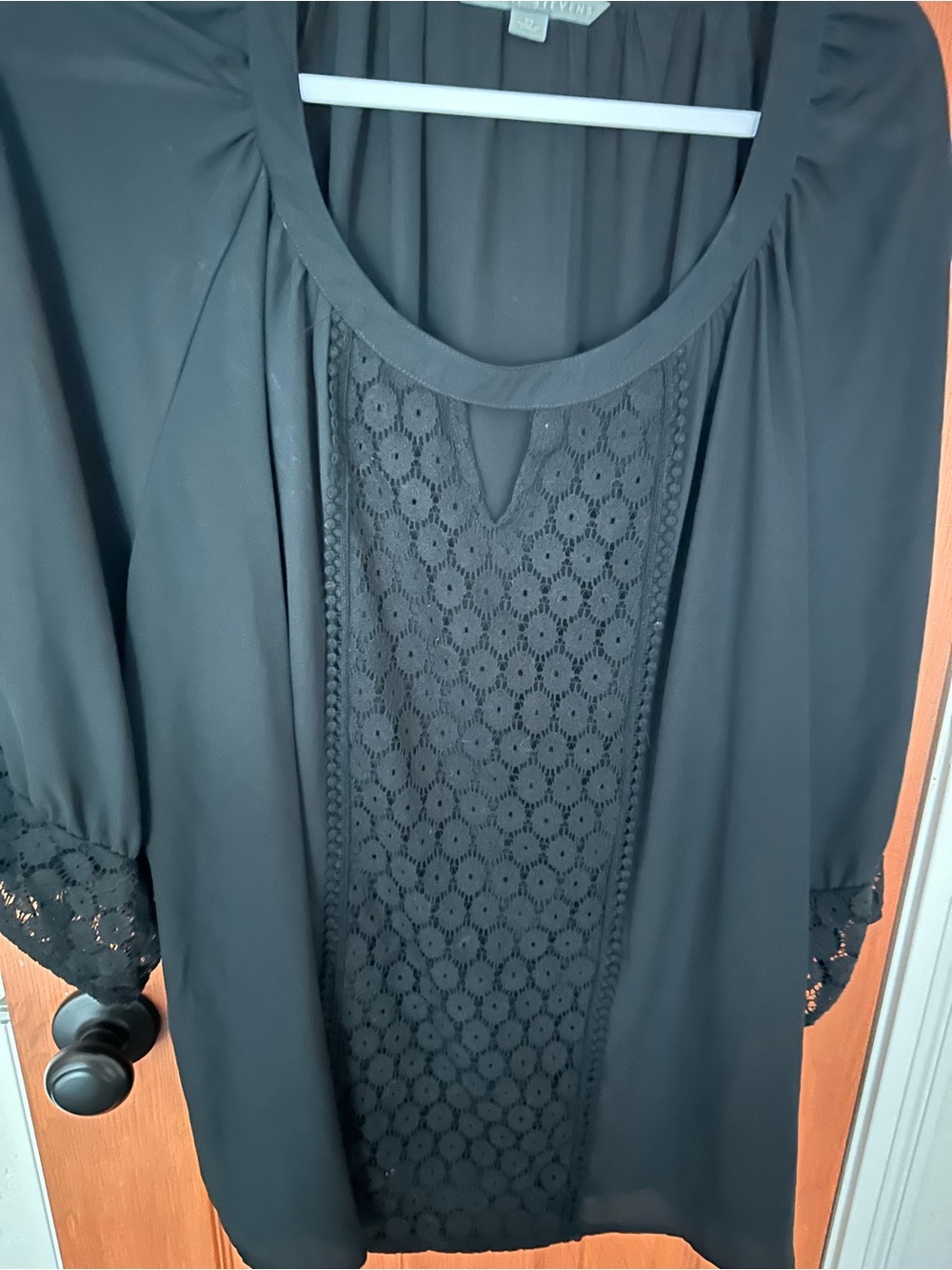 Valerie Stevens Black Lace-Front Tunic Top